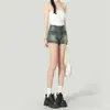 Shorts de Mezclilla Retro Americanos para Mujer Primavera y Verano 2025 Chica Popular Pierna Ancha Super Shorts Pantalones Rectos de Línea A