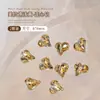 Celebridad en línea popular otoño e invierno Maillard K9 Marrón amarillo corazón torcido con forma de corazón punta inferior diamante uña zirconita decoraciones para uñas