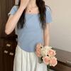 Blusa Feminina Fina Tendência Manga Curta 2026 Nova Verão Nicho Irregular Slim Fit Casual Tendência Estilo Ins Camiseta de Menina