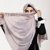 Bufanda Chal de Gasa Perlada de Color Sólido con Bordado de Mariposas para Comercio Exterior, Pañuelo Largo Ligero y Cómodo para la Cabeza de Mujer, Accesorio Elegante
