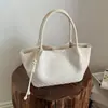 Bolso Cubo Tejido de Gran Capacidad Estilo Coreano Transfronterizo, Bolso de Hombro Moderno, Sencillo y Versátil para el Trabajo y los Viajes Diarios