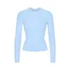 Camiseta de Manga Comprida Camiseta Feminina de Manga Comprida Modeladora de Corpo Gola Redonda Justa Camada Base Feita Sob Medida