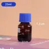 Botella de Reactivo con Tapa Azul, Botella de Vidrio Transparente con Escala, Botella de Medicina de Laboratorio, Botella Vacía, Botella Redonda Marrón para Muestreo