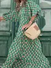 Vestido Feminino com Cordão Decorativo no Decote, Estampa da Moda, Casual para Férias, Estilo Pequeno Fresco, Transfronteiriço, Amazon