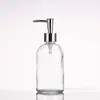 Botella de Vidrio de Presión para Gel de Ducha de Hogar 400ml Botella Vacía Botella de Loción Transparente Redonda Botella para Gel de Manos Botella de Champú