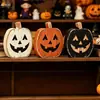 Decoración de Calabaza Fantasma Gato Negro de Madera para Halloween Habitación Escritorio Decoraciones Festivas Artesanías de Madera