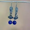 S925 prata esterlina vintage azul torrado Ruyi brincos lápis ágata vermelha design de nicho presente para amigas novo artesanato