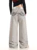 OREETA Pantalones Deportivos Casuales de Rayas de Bloques de Color Americanos Unisex Retro Versátiles para el Trabajo Casual de Pierna Ancha Recta de Longitud Completa