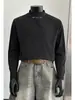 Camiseta de Manga Larga Desestructurada Estilo Americano para Hombre, Primavera Ajuste Delgado, Fresca y Elegante, Top Básico Holgado Oversize para Hombre