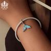 Colgante de cola de pez Evelle con diseño de viento oceánico y colores mágicos, plata de ley s925, bricolaje, pequeñas cuentas sueltas, venta al por mayor, para mujer