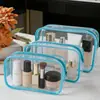 Bolsa de maquillaje de PVC transparente, impermeable, gran capacidad, bolsa de viaje para maquillaje y artículos de tocador, bolsa portátil para almacenamiento de cuidado de la piel, múltiples colores