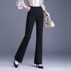Pantalones Acampanados Negros Adelgazantes Nuevos Otoño 2026 para Mujer, Pantalones de Cola de Pez con Drapeado Ajustados a la Moda para el Trabajo, Pantalones de Cintura Alta con Ligero Flare