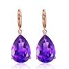 Brincos de ametista elegantes Brincos elegantes femininos Fivela de orelha de ouro banhado a rosa Brincos nobres Joias de orelha na moda de estilo japonês e coreano
