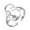 Anillo Único Abstracto Estilo Europeo y Americano Rostro Acero Inoxidable para Mujer Hip Hop Anillo Abierto Regalo de Boda Cumpleaños
