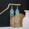 Pendientes Ovalados Estilo Étnico Bohemio Europeo y Americano Transfronterizos para Mujer Retro Atracciones Turísticas Pendientes con Borlas Étnicas