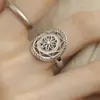 Anel de Renda Banhado a Prata Nicho Versátil High-End Anel Aberto Moda Estilo Étnico Padrão Vazado Venda Direta da Fábrica