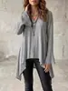 Europa e América da Amazon Transfronteiriço Outono/Inverno 2026 Novidade Roupas Femininas Manga Longa Gola Redonda Cor Sólida Top Irregular Roupas Femininas