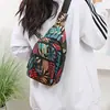 Bolsa de Peito Feminina com Alça Única | Estampa Floral, Oxford Impermeável, Multibolsos