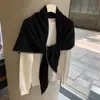 Bufanda 100% Lana Otoño e Invierno, Chal de Lana Tejido para Mujer, Capa Pequeña Anudada, Bufanda Triangular en Capas de Color Sólido Suave