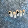 Adesivos Populares para Unhas com Desenho de Trevo de Quatro Folhas Vazado, Material Transparente, Moldes Adesivos de Flor de Gema de Trevo de Quatro Folhas Estilo Francês, Adesivos Pintados com Spray