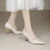 Zapatos de Boda Color Champagne para Mujer 2025 Nuevos Tacones Altos Tacón de Aguja para Mujer Zapatos de Dama de Honor Calzado Diario Zapatos de Punta