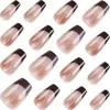 Nuevos Estilos de Uñas Artísticas de TikTok, Puntas de Uñas Portátiles, Cortas, Degradado Marrón Té Oolong, Iluminadoras, Suaves, Intelectuales, Desmontables