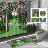 Amazon Popular Serie de Plantas Transfronteriza Impresión Digital Poliéster Impermeable y Antimoho Cortina de Ducha Juego de Cuatro Piezas Fabricante