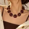 Colar Transfronteiriço Europeu e Americano Moda Retrô Estiloso Geométrico Acrílico Costurado Simples Colar de Miçangas Ccb para Mulheres