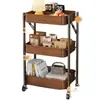 Estante de Almacenamiento Plegable con Ruedas, Carrito Móvil para Sala de Estar, Cocina, Estante para Almacenamiento de Snacks