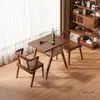Mesa e Cadeiras Pequenas para Varanda, Mesa de Chá de Lazer em Rattan e Madeira Maciça, Conjunto Moderno de Mesa de Café e Cadeiras para Pátio Externo