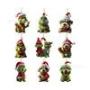 2023 transfronterizo nuevo colgante de Grinch navideño monstruo de pelaje verde decoración de árbol de Navidad colgante plano acrílico