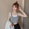 Chaleco Falso de Dos Piezas para Mujer Espalda Hermosa Ropa Exterior Tirante Delgado Estilo Coreano de Estudiante Tubo Top Bra de Celebridad de Internet Fruncido sin Aro de Acero Envolvente