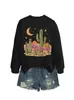 Amazon eBay Loja Independente Moda Casual Versátil Feminino Cacto Lua Estrelas Montanha Outono Inverno Moletom