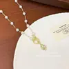 Collar Colgante de Perlas Vintage Estilo Francés, Cadena para Clavícula Estilo de Corte, Diseño Geométrico Irregular, Sensación de Alta Gama, Único y Versátil, Exquisito