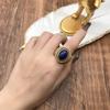 Anillo de turquesa y lapislázuli natural de lujo, estilo retro, de cobre, de alta calidad, estilo vintage dorado, accesorios al por mayor.