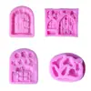 Molde de silicona líquida para pastel de azúcar con forma de hongo, para puerta de madera, ventana y repostería.