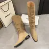 Botas Vaqueras Occidentales de Caña Alta de Celebridad de Internet Botas Estilo Europeo Otoño/Invierno Botas de Caballero Arrugadas Botas Largas Hasta la Rodilla 2026 Nuevo Estilo Apiladas