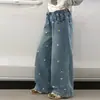 Jeans de Otoño para Niñas 2026 Nuevos Casuales Estilo Coreano Jeans con Estampado de Corazón para Niñas Mayores, Pantalones Anchos para Niños