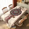 Mantel de Estilo Étnico, Impermeable, Resistente al Aceite, No Lavable, Resistente al Calor, Lujo Ligero, Aspecto de Alta Gama, Mantel Rectangular Bohemio para Mesa de Comedor