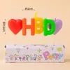 Estilo ins decoração de bolo de aniversário de desenho animado velas flores chapéus de festa urso de pelúcia rosto sorridente corações velas de aniversário infantil