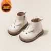 Botas Solas Botas Martin para Meninas Bebê Meninas 2025 Novas Botas de Couro Versáteis Botas de Couro Confortáveis Cano Alto Primavera Outono Coelho