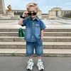Conjunto de Camisa de Mezclilla de Manga Corta y Shorts de Verano para Niños 2026 Nueva Moda Ropa Infantil Conjunto Casual de Dos Piezas para Niños