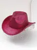 Sombrero de Vaquero Occidental Negro con Flecos de Pedrería de Alta Venta Transfronteriza Estilo Chica Popular Europea y Americana Sombrero para Fiesta y Escenario