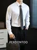 [100% Algodón Puro] Camisa de Manga Larga de Color Sólido de Alta Gama Lista para Usar, Sin Planchar, para Hombre, Ropa de Trabajo Ligera para Negocios, Camisa Anti-Arrugas