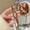 Reloj pequeño de lujo ligero nuevo 2024 para mujer, exquisito reloj de cadena con correa de acero de alta calidad, reloj de cuarzo con diamantes, lote de entrega