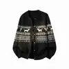 Suéter Cárdigan Jacquard Cachorro 2026 para Hombres y Mujeres, Chaqueta de Punto Holgada Vintage con Cuello Redondo para Otoño e Invierno