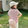 Camiseta para Niña Elefante Tutú 2026 Verano Nueva Infantil Color Sólido Fresca Manga Corta Top de Tencel