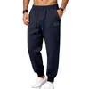 Pantalones jogger de hombre de color liso con textura estilo americano para otoño, pantalones deportivos largos casuales para hombre con cintura elástica y cordón