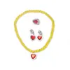 Colar Infantil Pedra do Amor Congelado Colar para Meninas Anel Infantil Brinco de Clipe Infantil Conjunto de Joias Elsa