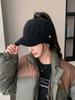 Nuevo Sombrero de Copa Vacía de Punto de Lana de Otoño e Invierno, Engrosado y Cálido, Gorra con Visera de Ala Grande, Moderna y Versátil, Estilo a Prueba de Viento y a la Moda